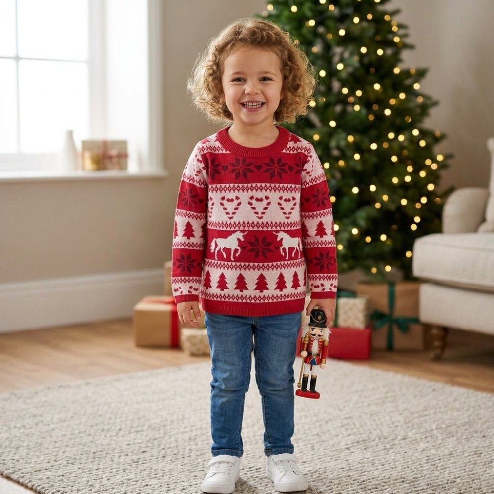 CPX02: Girls Fairisle Knitted Christmas Jumper (1-6 years) CPX02: Girls Fairisle Knitted Christmas Jumper (1-6 years)